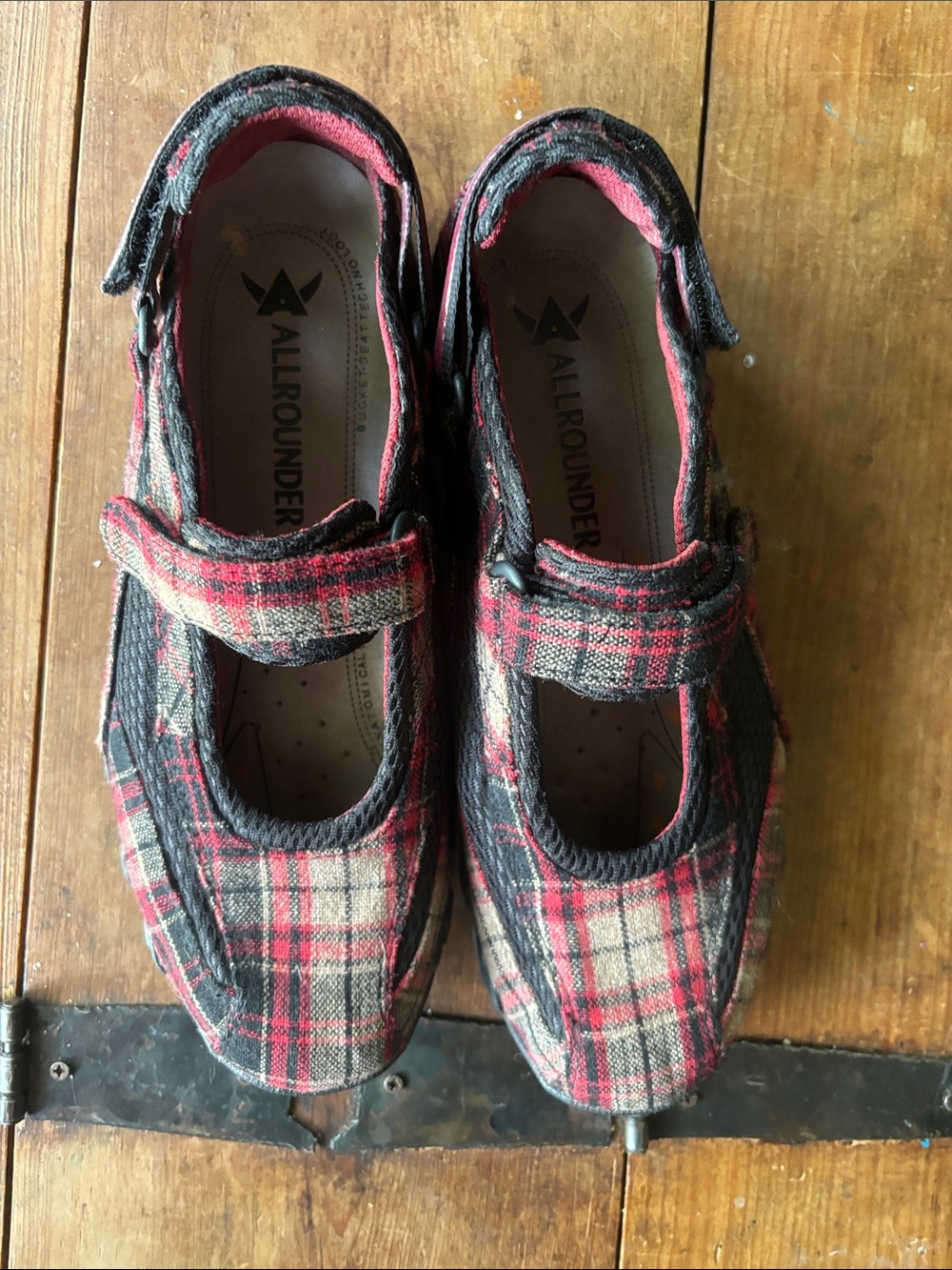Allrounder by Mephisto Women's Red Plaid Mary Jane Flats